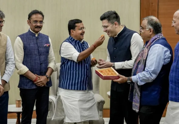 Raghav Chadha, along with fellow Rajya Sabha MPs Ashok Kumar Mittal and Sandeep Pathak in bjp