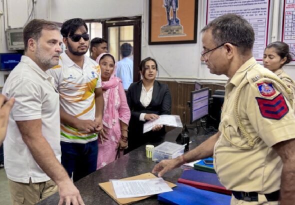 rahul-gandhi-stages-dharna-at-delhi-police-station-over-pellet-gun-fir-2026-08-21