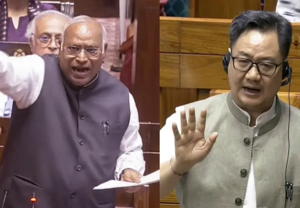 rajya-sabha-proceedings-heated-exchange-between-mallikarjun-kharge-and-kiren-rijiju--amit-shah-presence
