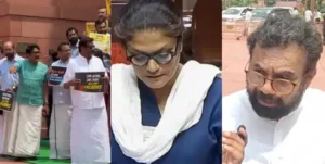 south-indian-opposition-mps-protest-at-parliament-over-bjp-mp-sushmita-dev-lungi-wala-comment